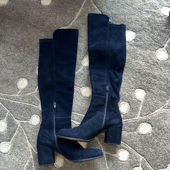 Stuart Weitzman “ALLJACK” Over the Knee Navy Suede Boot, Size 7.5 - Picture 5 of 9